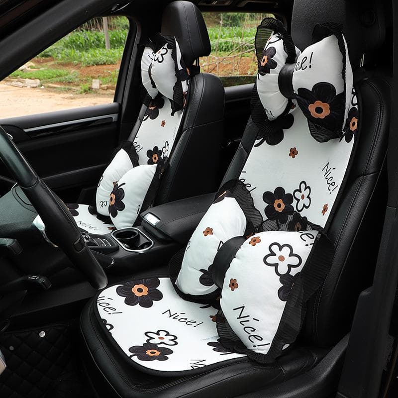 車シートカバー 花柄プリント可愛い運転席専用シートカバー