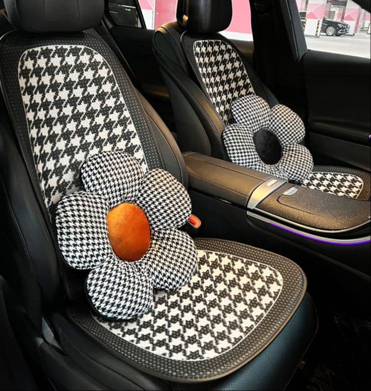車シートカバー 後部座席 千鳥格子柄四季透湿座席クッション