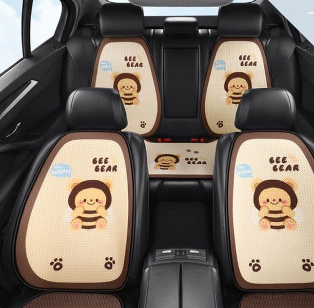 車シートカバー 後部座席 ミツバチキャラクター後部座席シートカバー