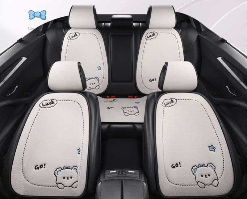 車シートカバー 後部座席 かわいいクマ柄の後部座席シートカバー