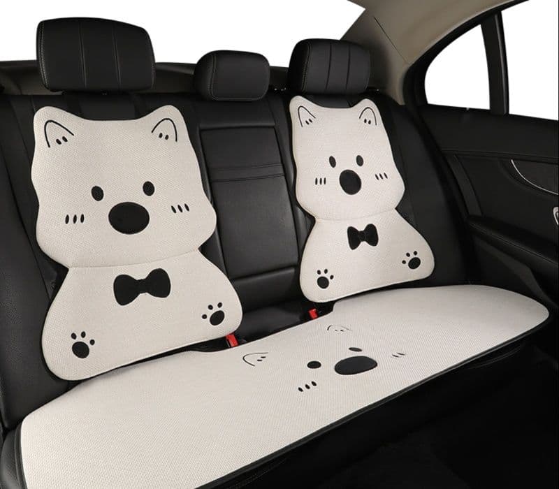 車シートカバー 後部座席 かわいい犬モチーフ車シートカバーセット
