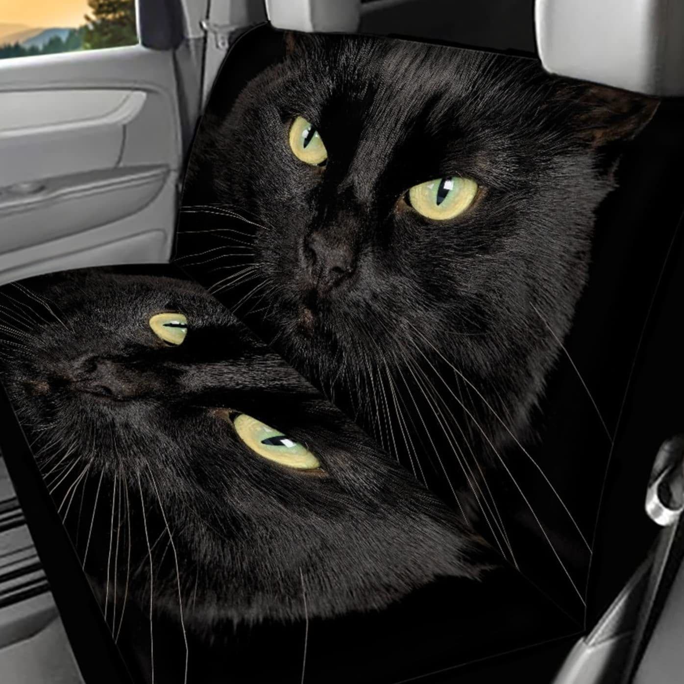 車シートカバー 神秘の瞳 猫柄後部座席カバー