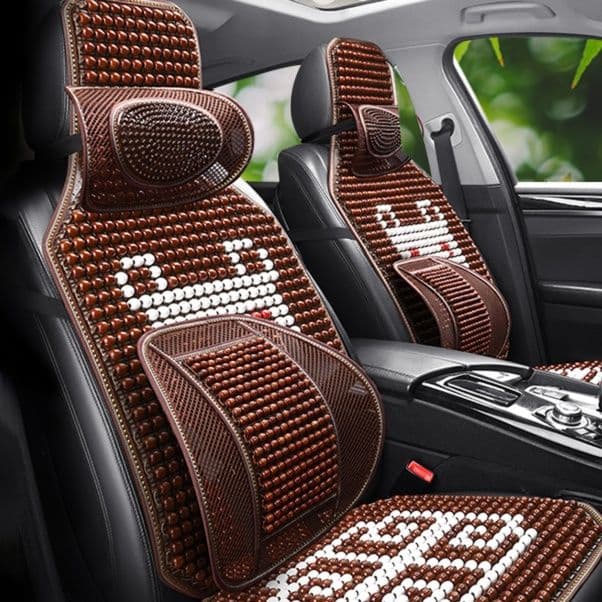 車シートカバー 天然木製ビーズ編み込み涼感運転席専用座席カバー