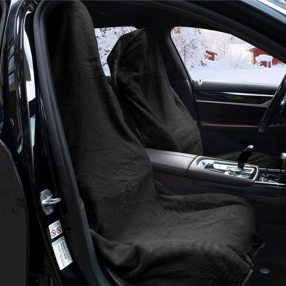 車シートカバー ふわふわ起毛素材の前席専用シートカバー