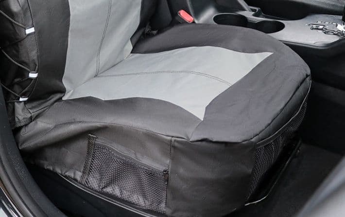 編み込みデザイン防水車シートカバー収納ポケット付