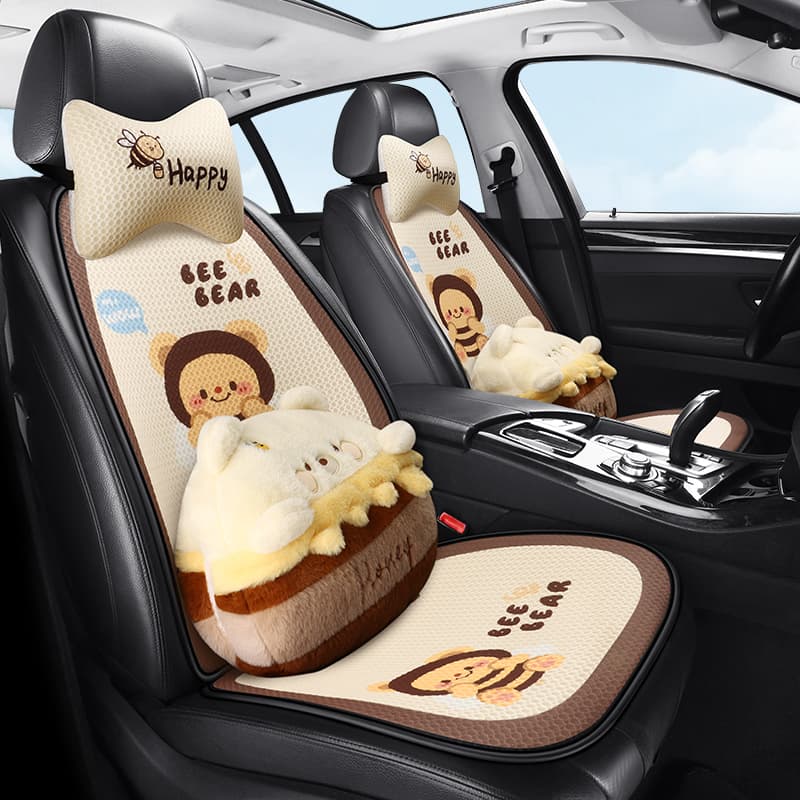 車シートカバー 後部座席 ミツバチキャラクター後部座席シートカバー