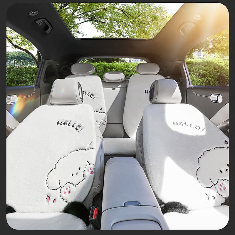車シートカバー運転席 ふわもこ子犬デザイン