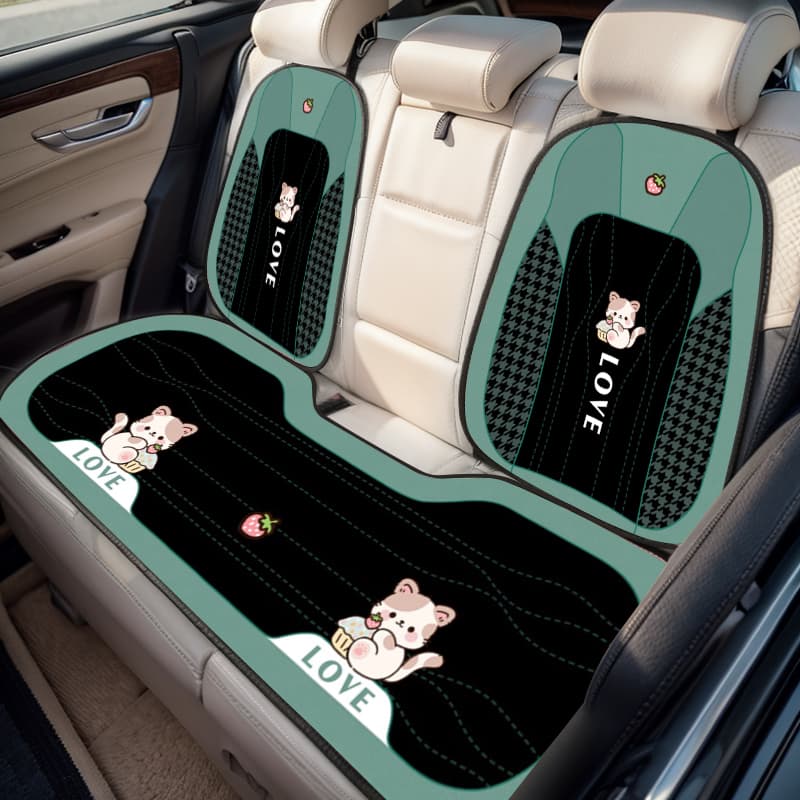 車シートカバー 後部座席 くまさん柄かわいい後部座席シートカバー