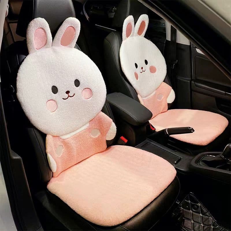 車シートカバー 可愛いうさぎデザイン背もたれ付き運転席用