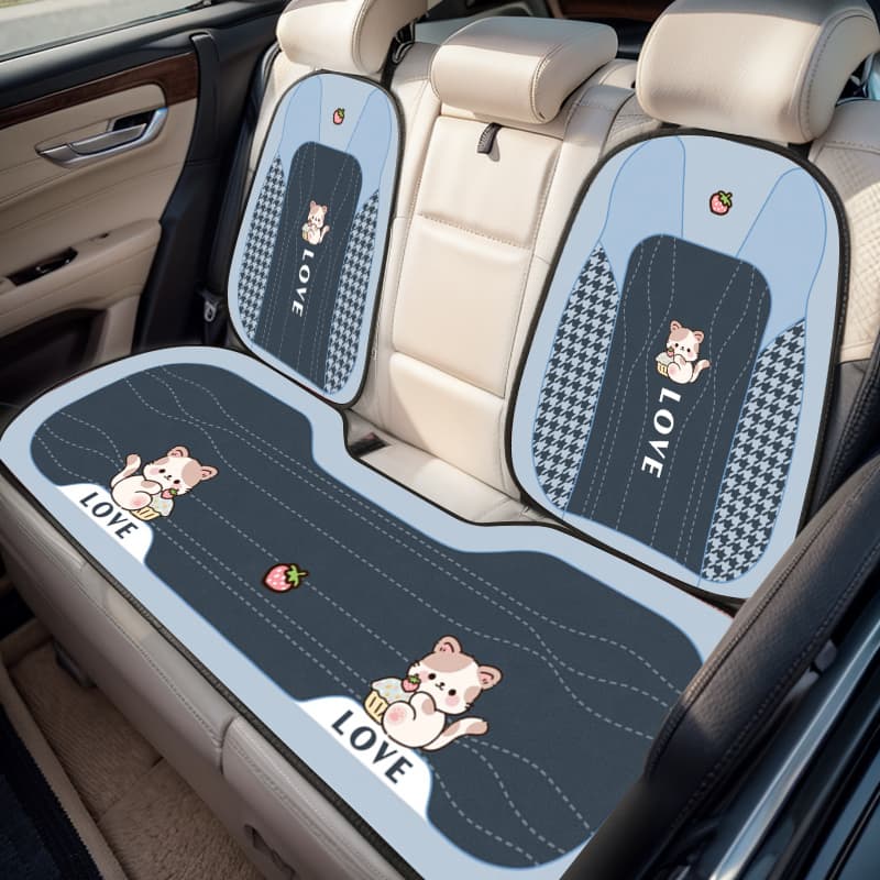 車シートカバー 後部座席 くまさん柄かわいい後部座席シートカバー