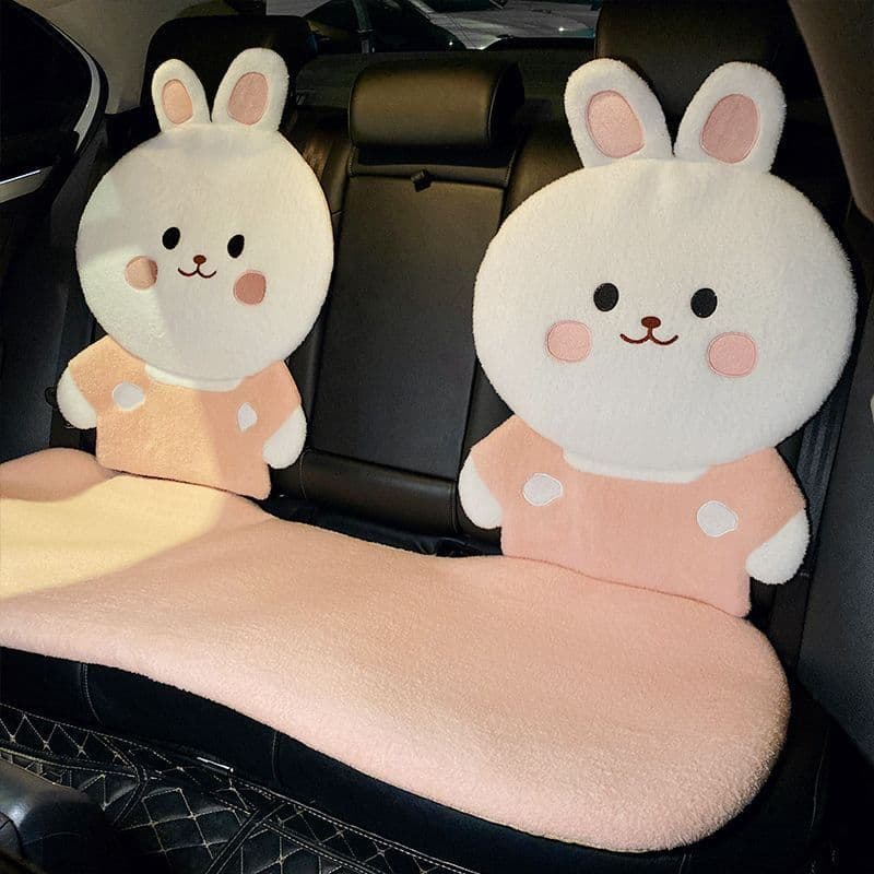 車シートカバー 可愛いうさぎデザイン背もたれ付き運転席用