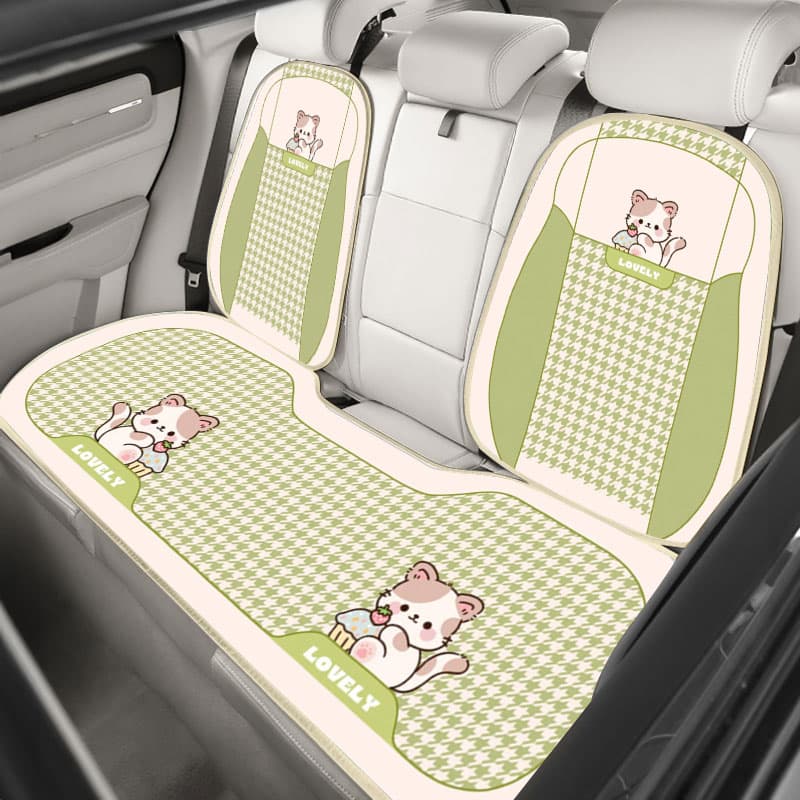 車シートカバー 後部座席 くまさん柄かわいい後部座席シートカバー