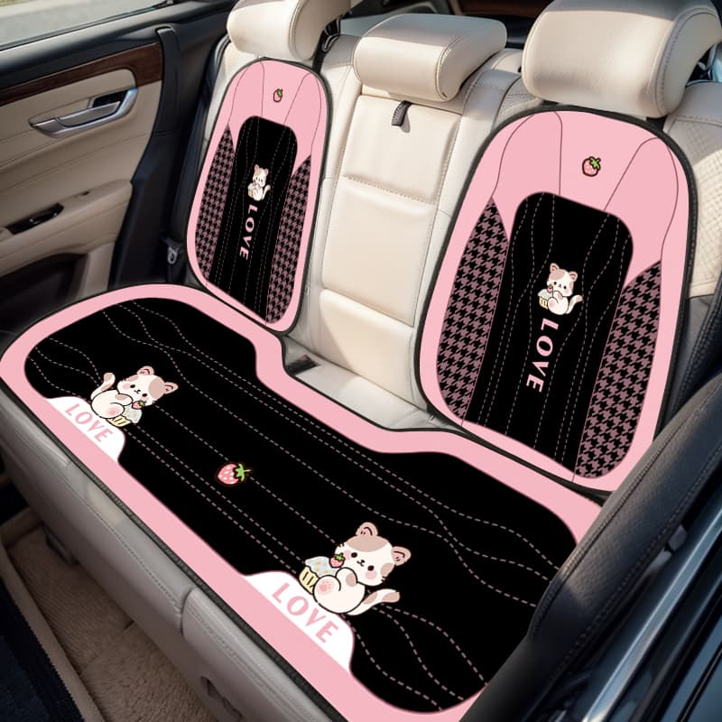車シートカバー 後部座席 くまさん柄かわいい後部座席シートカバー