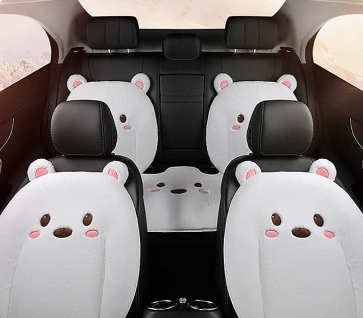 車シートカバーもちもち動物フェイス付きふわふわカバー