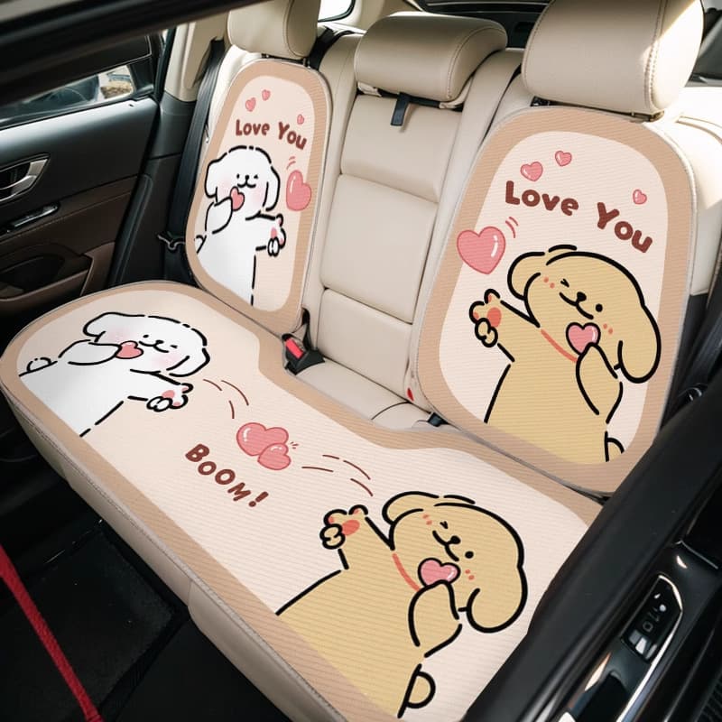 車シートカバー かわいい子犬デザイン後部座席カバー